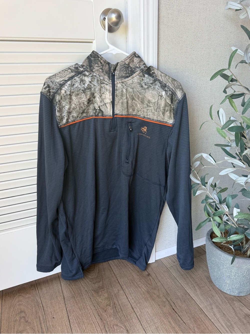 Browning Men's Half-Zip Performance Jacket - Charcoal with Camo Yoke